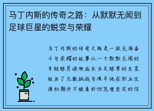 马丁内斯的传奇之路：从默默无闻到足球巨星的蜕变与荣耀